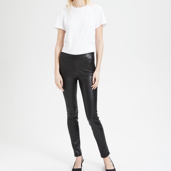 Theory Pants - Theory Black Lamb Leather Stretch Pull On Leggings